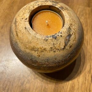 Solid Frenchtex marble candle holder weighs 4 pounds. Interesting piece. 4”